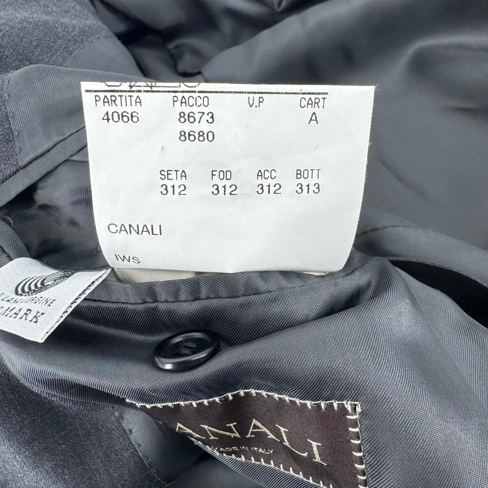 Canali Mens Charcoal Gray 100% Wool 2 Button Blazer Sport Coat Italy 50R US 40R
